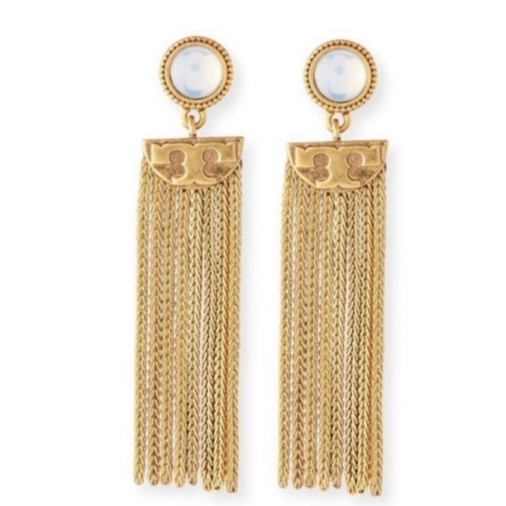 Tory Burch Gold Coin Tassel Drop Earrings